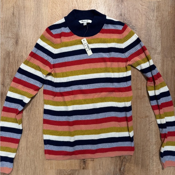 Madewell, Mockneck Pullover Sweater in Stripe, Size XXS - Picture 1 of 2